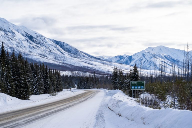 Driving through Kootenay National Park in Winter: British Columbia, Canada