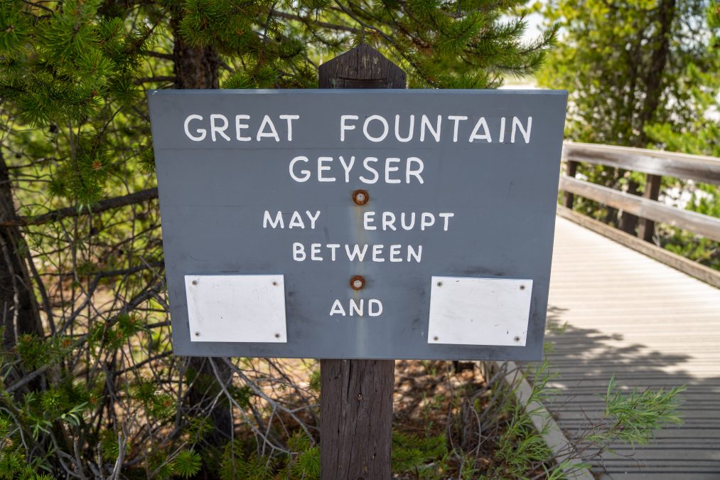 Great Fountain Geyser Sign in Yellowstone National park