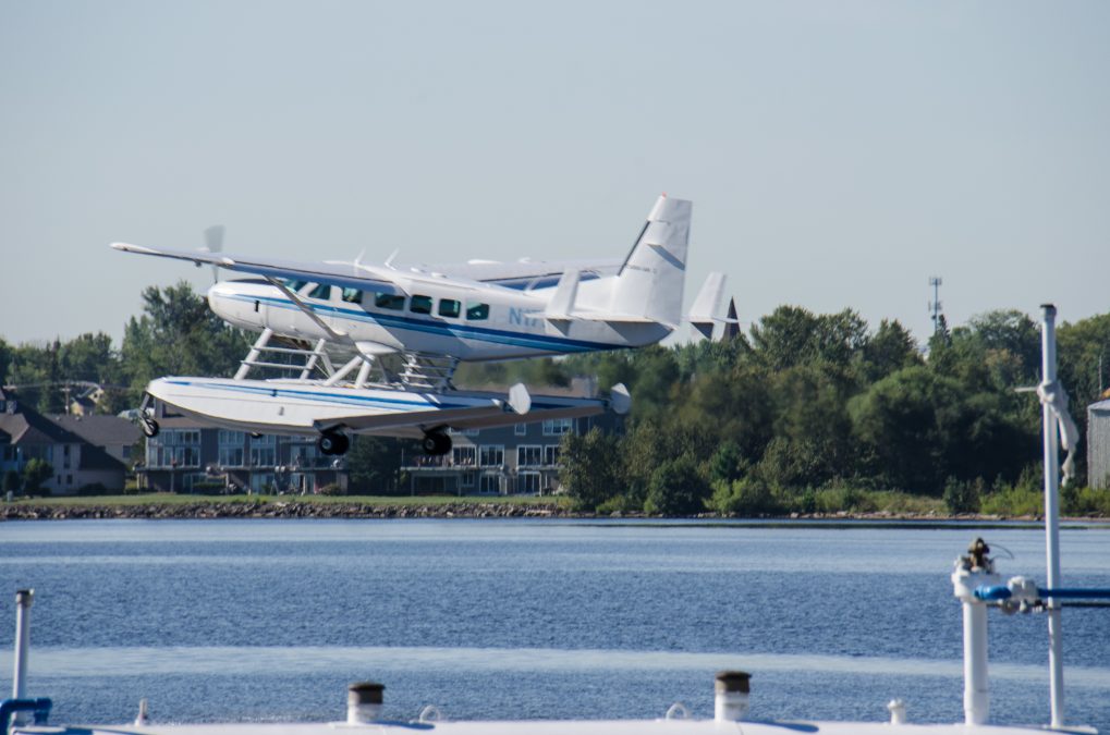 Seaplane landing at Sky Harbor Airport in Duluth