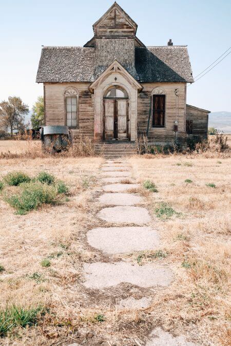 Old, abandoned LDS mormon church in Ovid, Idaho