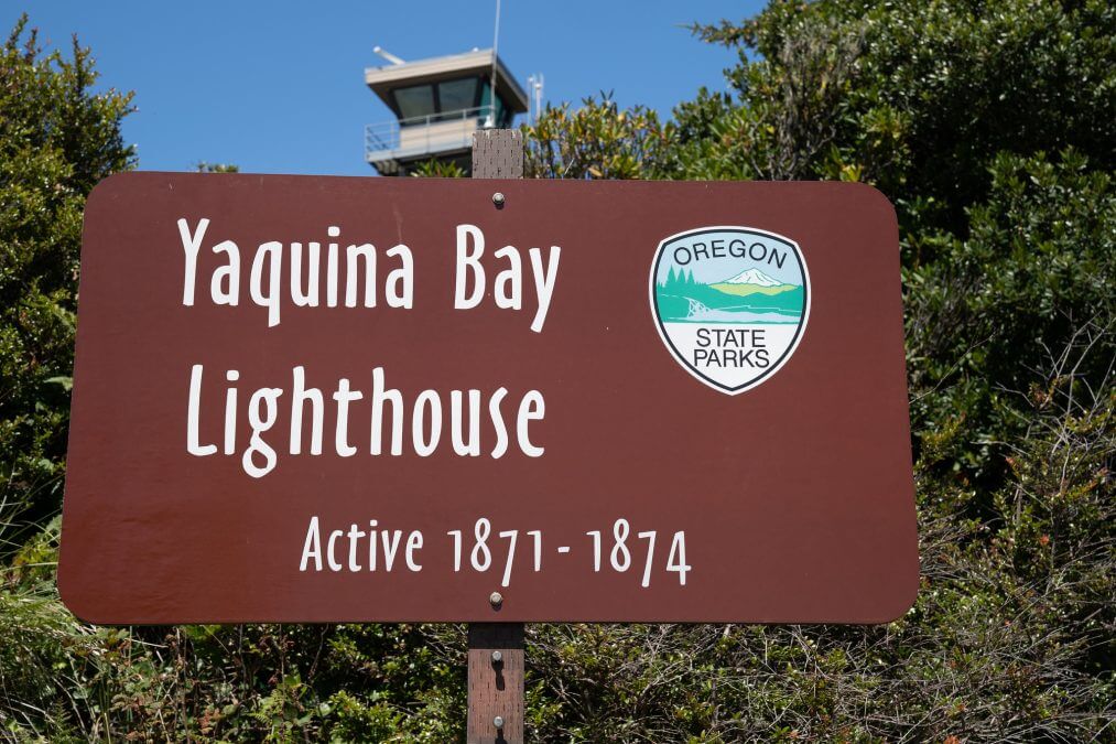 Sign for Yaquina Bay Lighthouse