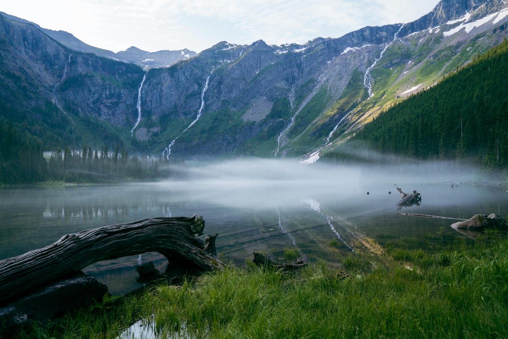 Avalanche Lake on a sunny morning in Glacier National Park