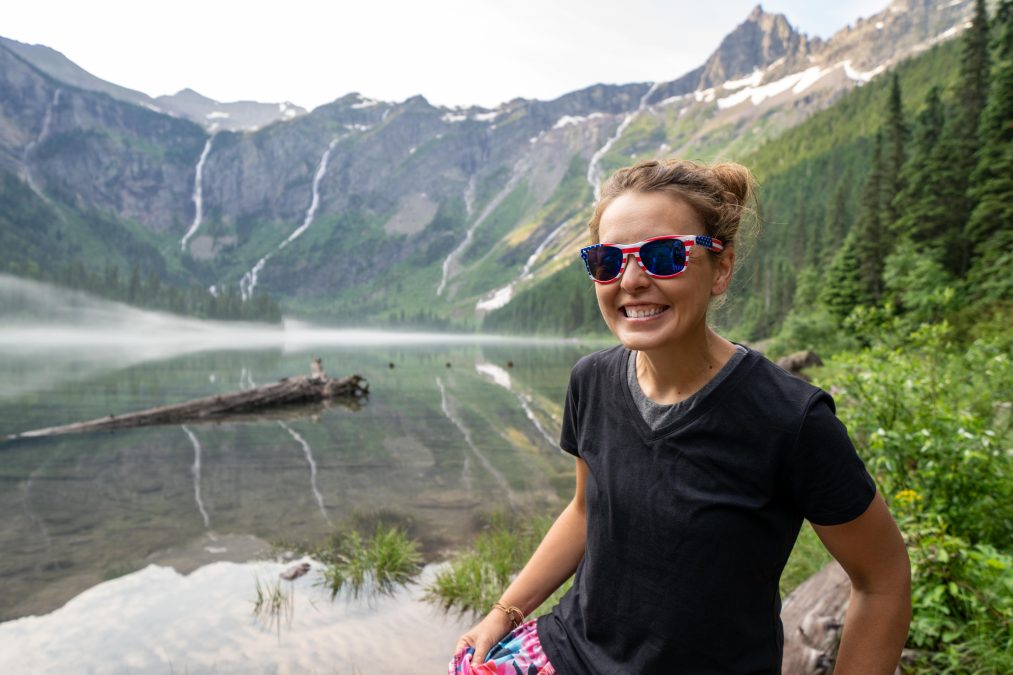 Avalanche Lake on a sunny morning in Glacier National Park