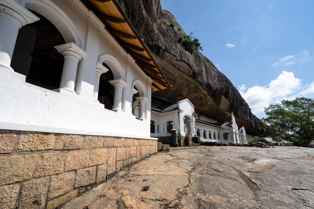 Exterior of Dambulla cave temple (Golden Temple) is a large cave-temple complex in Sri Lanka and world heritage site