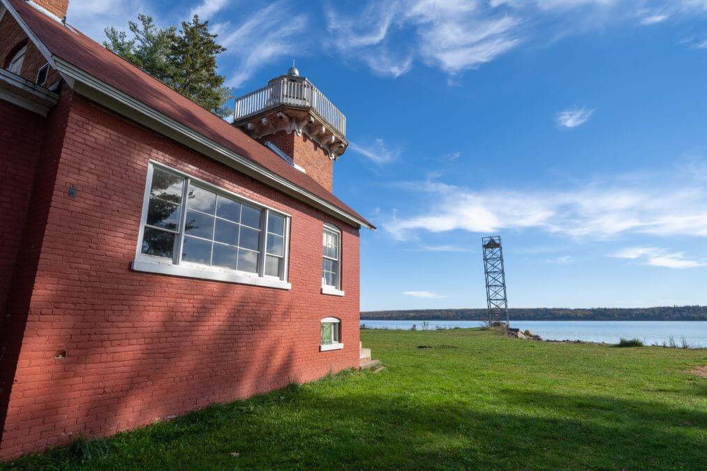 The steel tower that replaced Sand Point Lighthouse