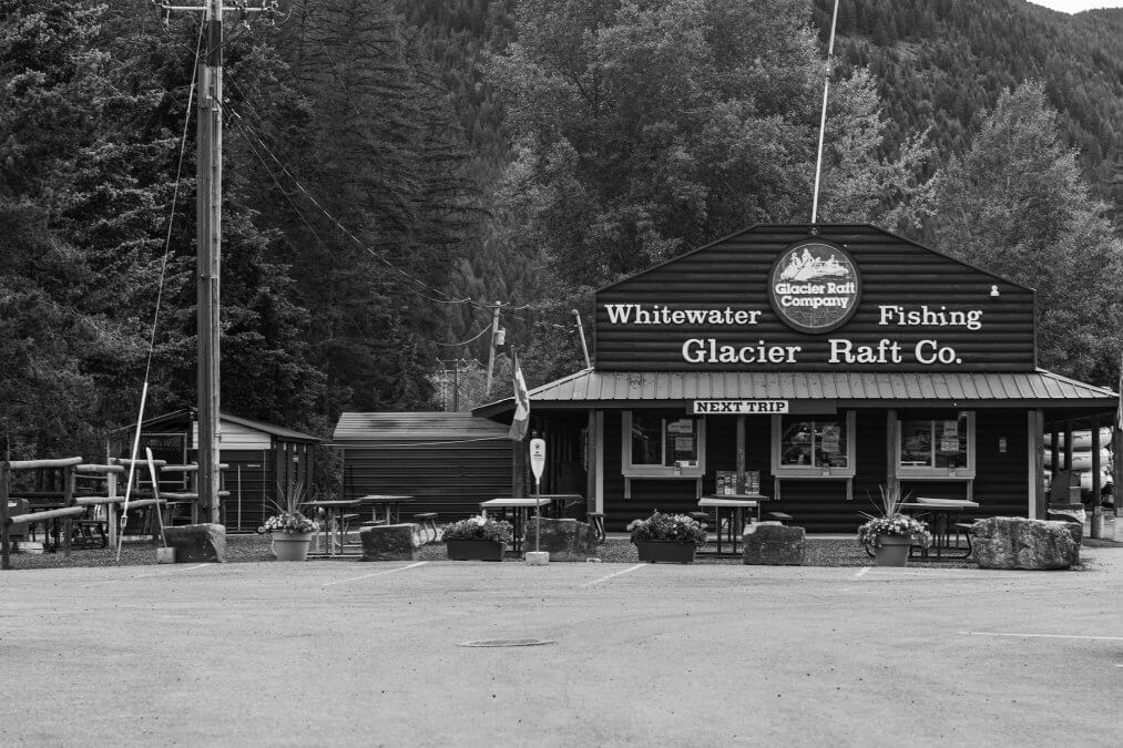 The rafting tours leave from this place in West Glacier Village