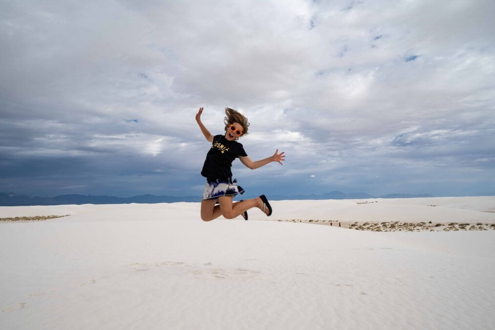 Jumping on the dunes White Sands National Park